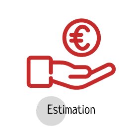 troiseieme etape du travail antiquaire est estimation - icone